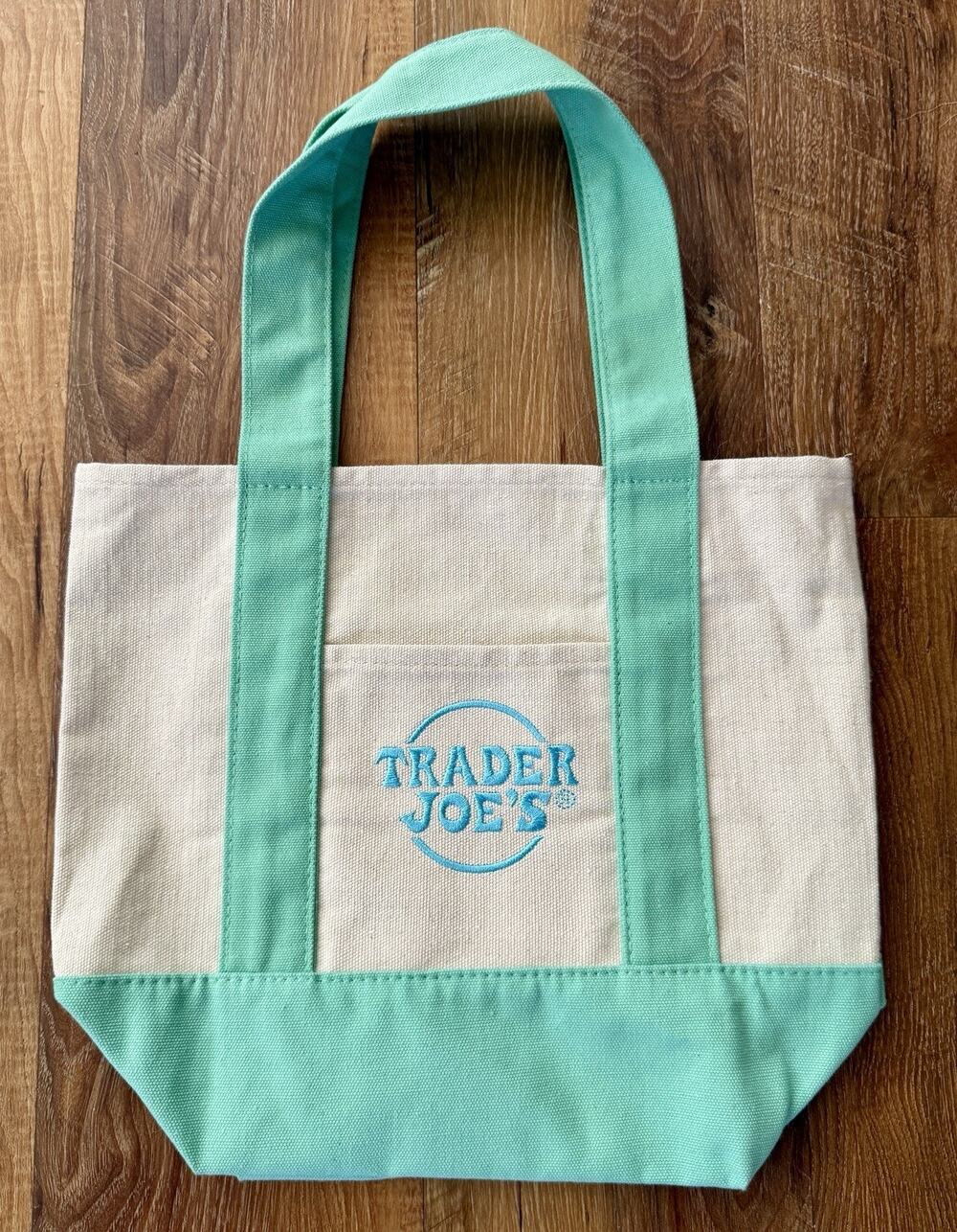 Trader Joe's 2026 Limited Mini Mint Green Pastel Canvas Tote Bag NEW,NWT